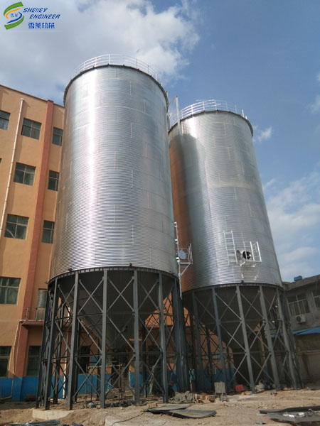 4台500吨大豆钢板仓项目在江苏安装完毕